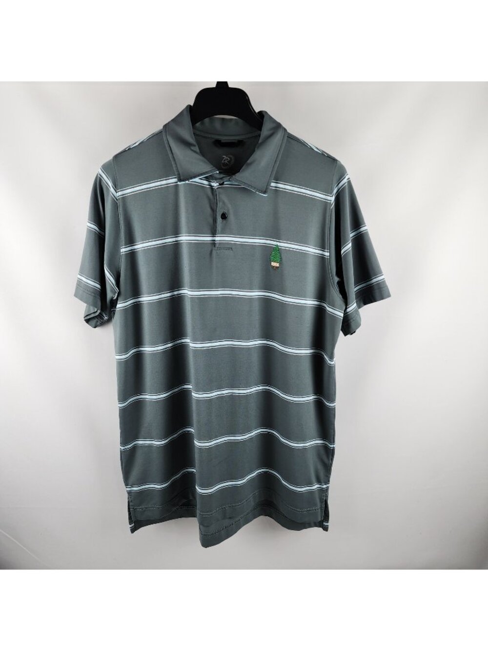 Zero Restriction Shirt Mens XL Multi Green Striped Tour Series Performance Polo